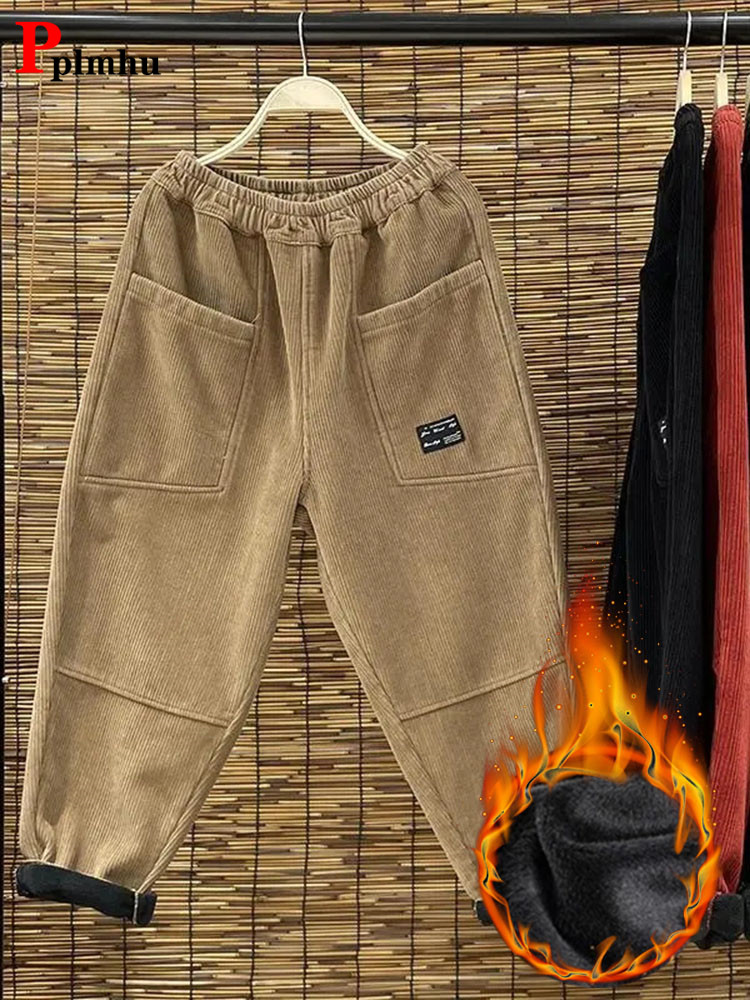 Corduroy Pant Warm - Casual Plus Velvet Womens Harem Pants