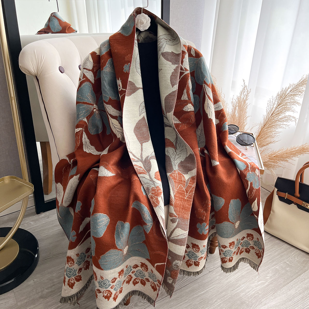 Shawl Wrap Winter - Women Thicken Luxury Winter Paisley Two-Sided