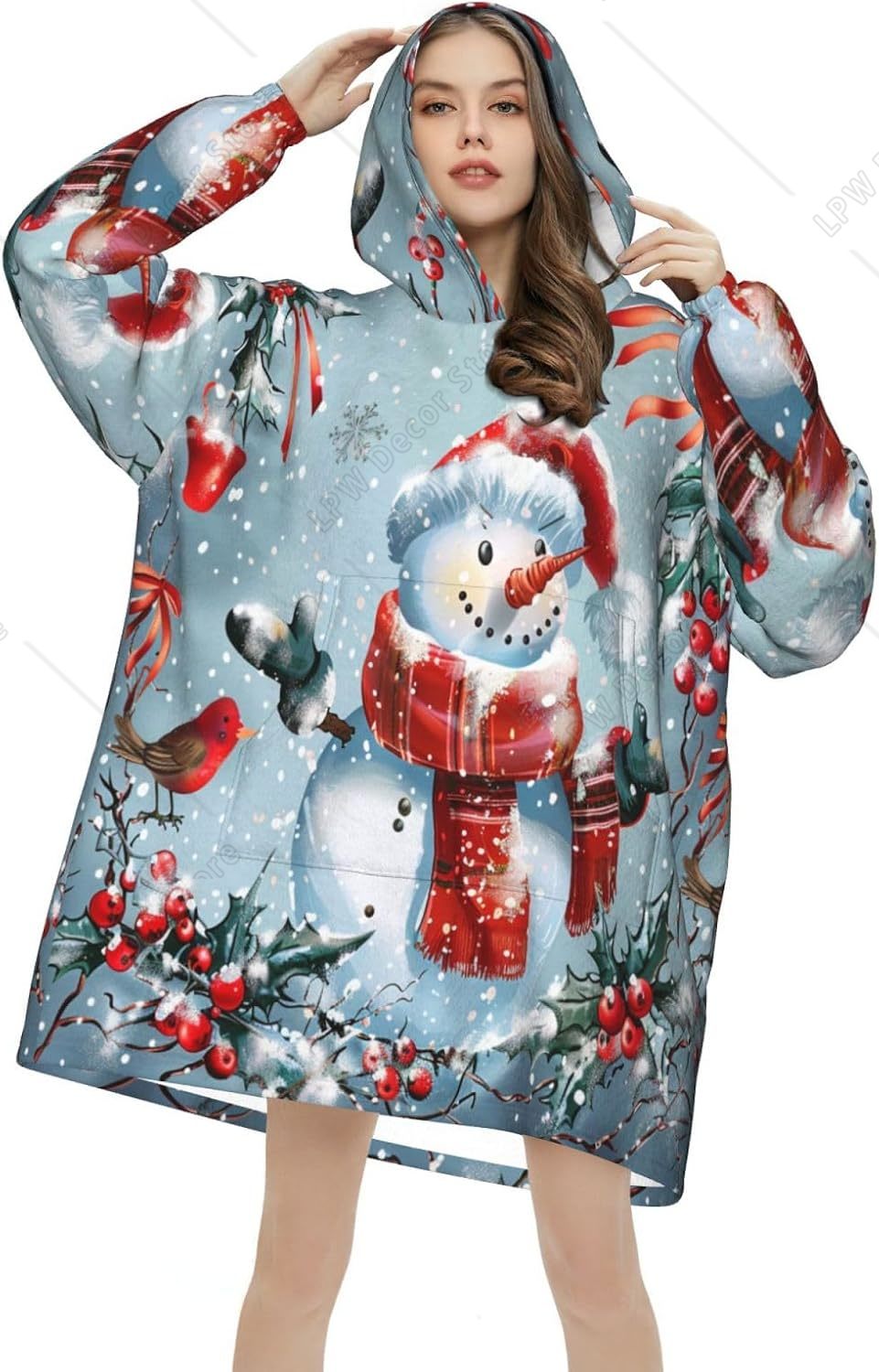 Christmas Snowman Wearable Bla - Sherpa Hoodie Fleece recension och pris