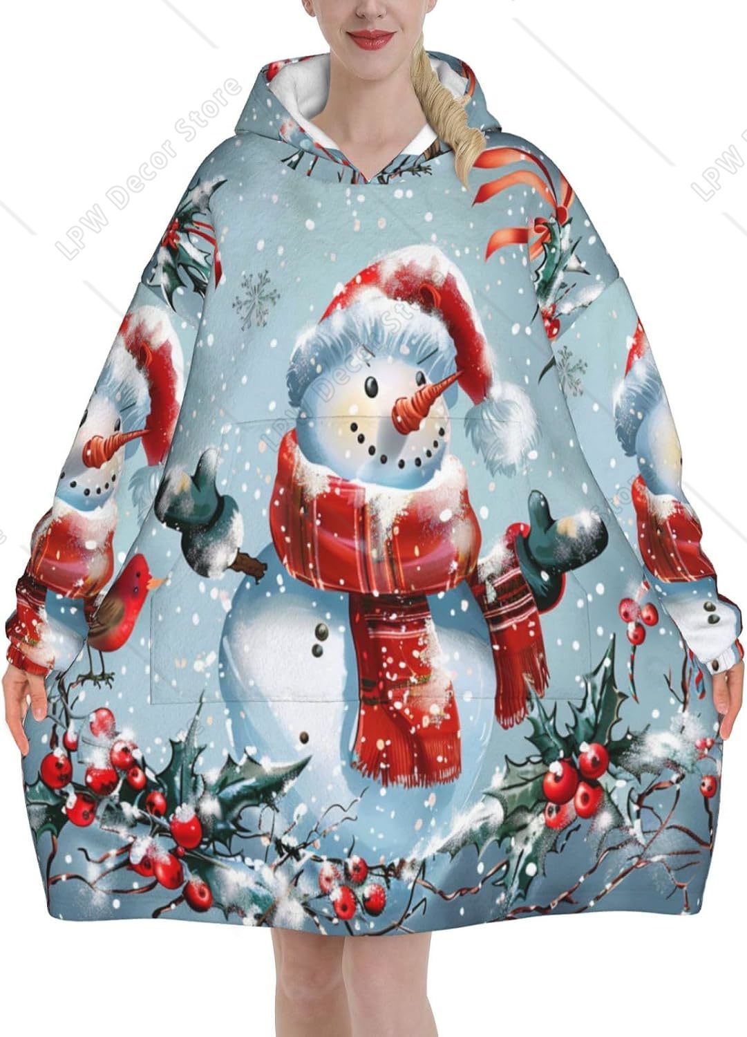 Christmas Snowman Wearable Bla - Sherpa Hoodie Fleece recension och pris