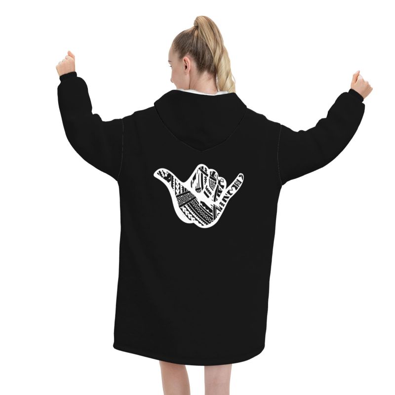 Polynesian Tattoo Shaka Tribal - Sherpa Hoodie Fleece recension och pris