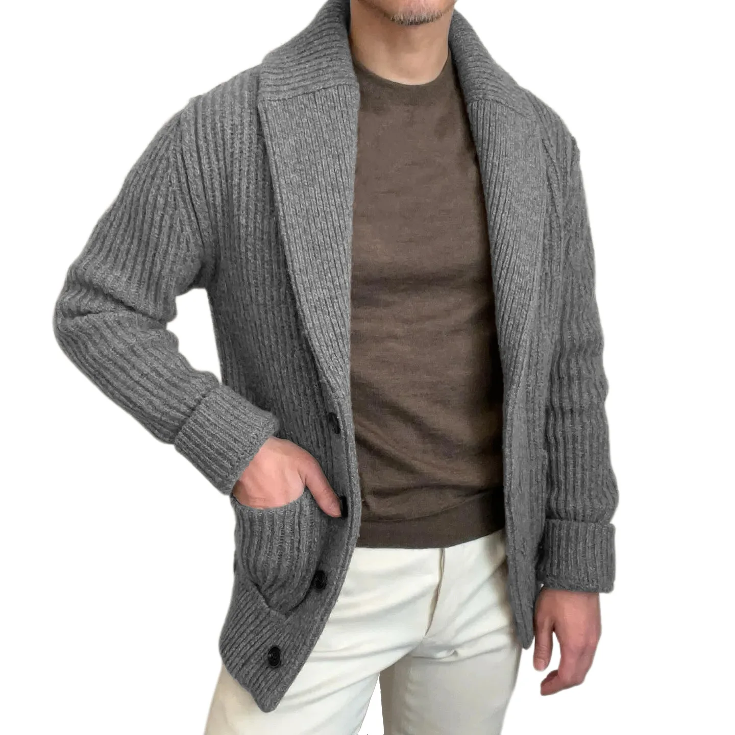 Men's Sweaters Cardigan Lapel  - Down Jacket Packable recension och pris