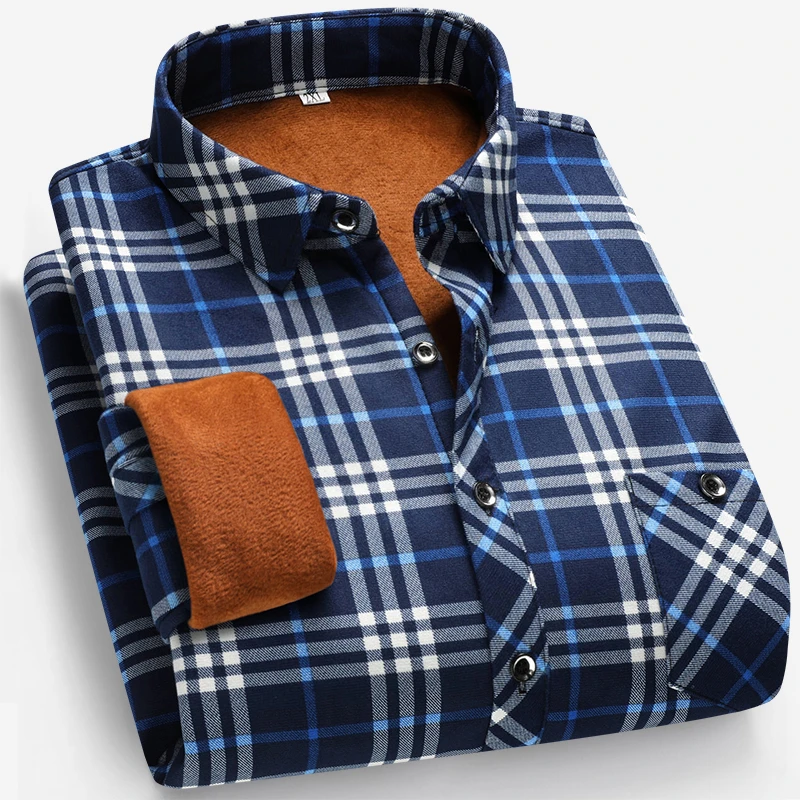 Autumn and Winter Men's Fleece - Flannel Shirt Lined recension och pris