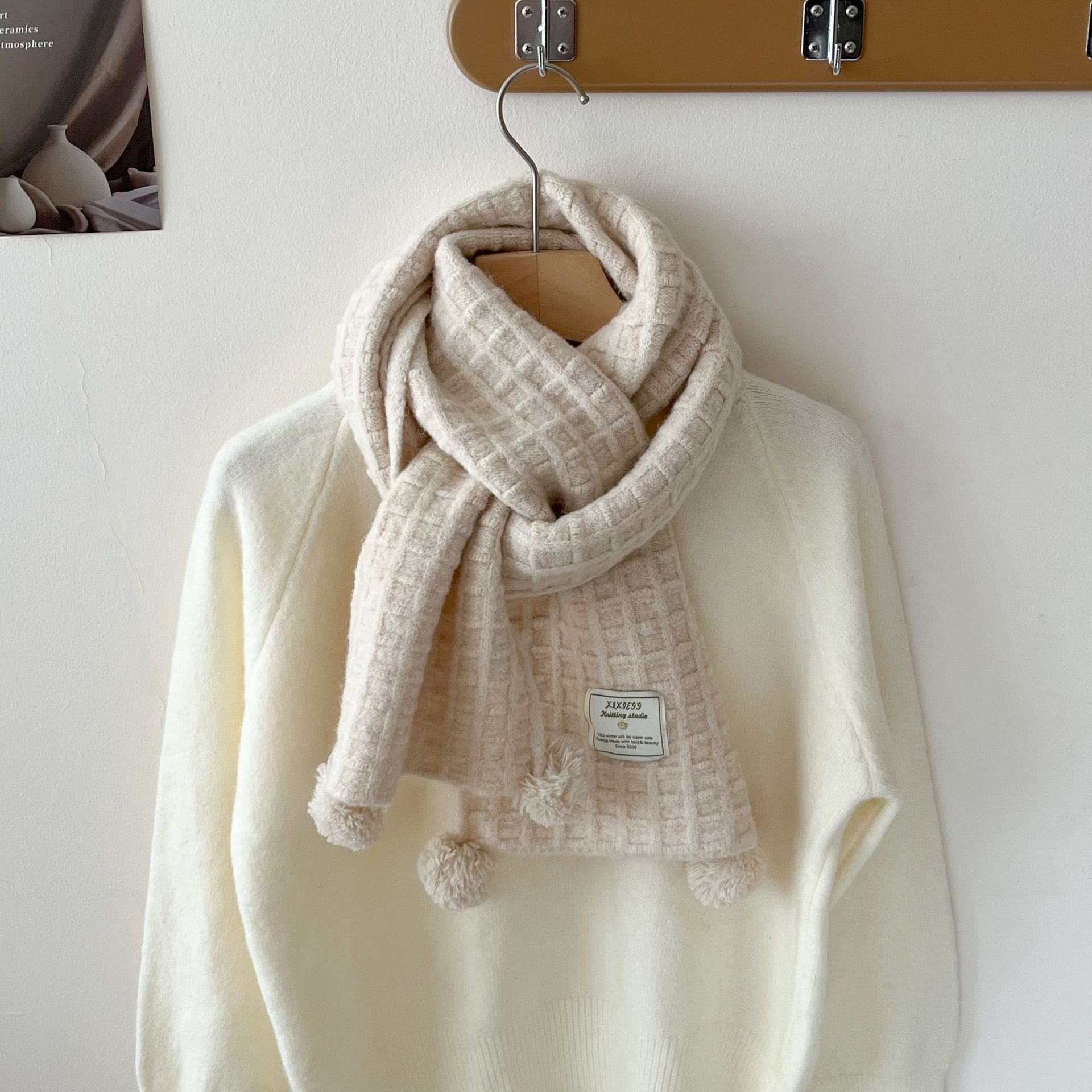 Winter hanging ball waffle kni - Wool Scarf Men recension och pris