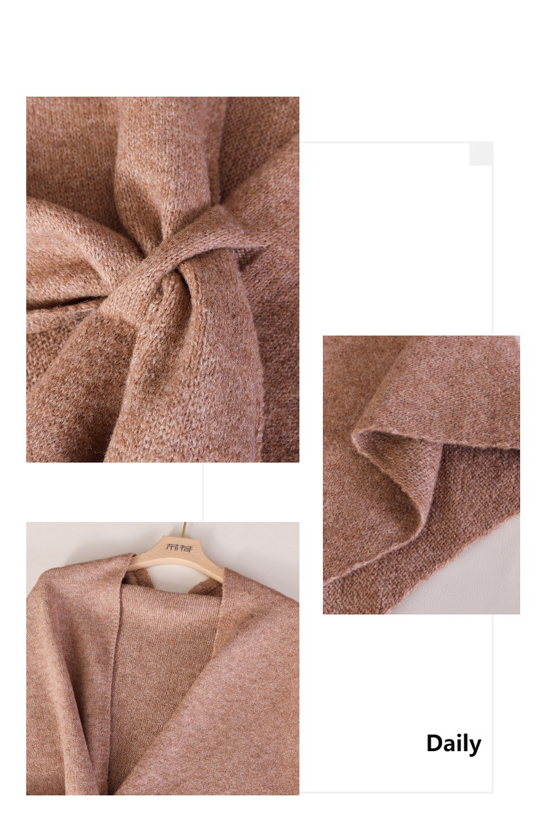 Simple Solid Color Knitted Tri - Shawl Wrap Winter recension och pris
